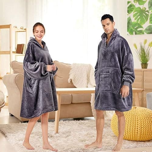 REDESS Blanket Hoodie Sweatshirt, Wearable Blanket Oversized Sherpa with Sleeves and Giant Pocket, Cozy Hoodie for Adult Kids thumbnail 7