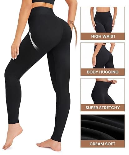 VALANDY High Waisted Leggings for Women Stretch Tummy Control Workout Running Yoga Pants Reg&Plus Size thumbnail 4