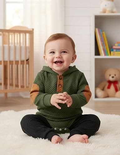 Fommy Baby Boy Clothes Colorblocked Long Sleeve Hoodie + Long Pants 2PCS Fall Winter Outfits Set thumbnail 2