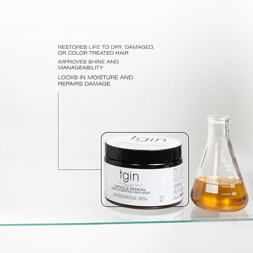 tgin Miracle RepaiRx Deep Hydrating Hair Mask – Moisture & Breakage Control | Deep Conditioner Formula with Biotin & Black Castor Oil for Wavy Locks – Hair Moisturizer for Dry Curls – 12 Oz thumbnail 3