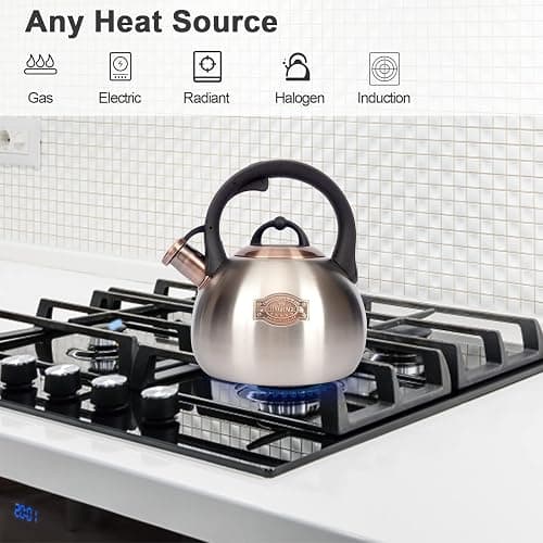 3.1 Quart Teal Whistling Tea Kettle for Stove Top, Food Grade Stainless Steel thumbnail 4