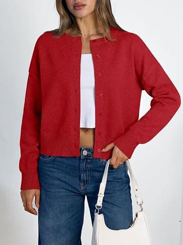 LILLUSORY Womens Cropped Cardigan Sweaters Lightweight Fall Crop Cotton Knit Y2k Outfits Fashion Button Up Clothes 2025 thumbnail 2