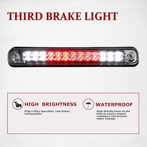 Youxmoto LED 3rd Third Brake Light Fit For Chevy Silverado | GMC Sierra | C/K | Sierra 1988-1998 High Mount Stop Light Cargo Light Replacement (Chrome Housing/Clear Lens) thumbnail 4