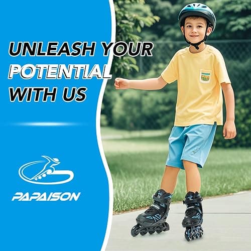 PAPAISON Boys Inline Skates Ages 5-8 8-12, Adjustable Size Beginner Roller Skates Blades for Kids Youth thumbnail 2