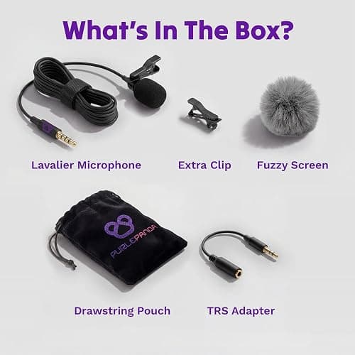 Purple Panda Lavalier Microphone for GoPro, DJI, Insta360 Mic Adapters | Wired Motovlogging Lapel Mic for Go Pro Media Mod, 3.5mm, Osmo Action & Insta360 Audio Adapters, Motorcycle Helmet Clip On thumbnail 6
