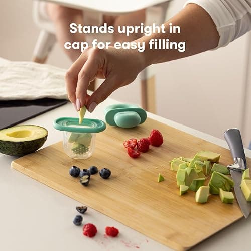 Frida Baby Push Pop Silicone Feeder, Baby Fruit Food Feeder to Safely Introduce New Foods, Fresh + Frozen, Breastmilk Popsicles, BPA Free, Dishwasher Safe | 3 Count, Teal thumbnail 5