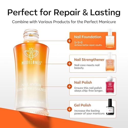 Modelones Nail Strengthener and Growth, Water-Based Nail Hardener Repair | Nail Hardener Extra Strong and Growth 3-in-1 Clear Nail Repair Mode Strengthening Polish Care Gifts Women 13.5ml 0.46 Fl Oz thumbnail 4