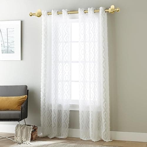 KAMANINA Curtain Rods No Drilling for Windows 32 to 86 Inches, 5/8 Inch Diameter Adjustable Drapery Pole with Adhesive Brackets, Gold thumbnail 2