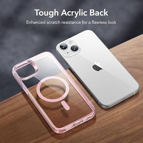 ESR Classic Hybrid Case (HaloLock) - MagSafe Compatible, Shockproof Military-Grade Protection for iPhone 14/13, Clear Pink thumbnail 7
