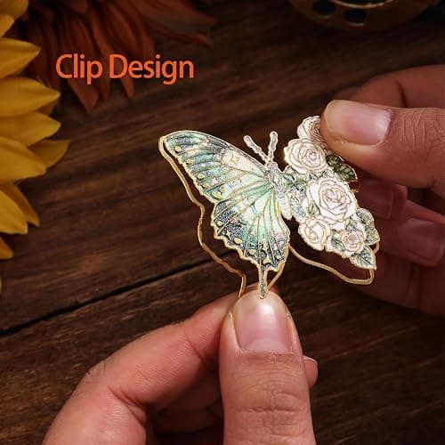 4 Pieces Metal Butterfly Bookmarks, Golden Clips Bookmark Oil Painting Theme Book Mark Bookmarks for Book Lovers Women Writers Readers Children Teens thumbnail 5