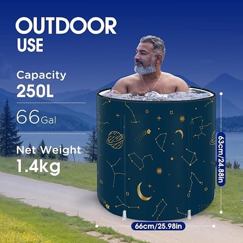 STARBRILLIANT Portable Bathtub for Adult, Collapsible Adult Bath Tub for Hot SPA and Ice Bath, 6-layer Insulated Portable Tub,Space-Saving (Starry Sky C, 27inch) thumbnail 2