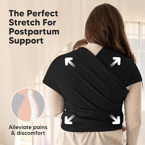 KeaBabies Baby Wrap Carrier - All in 1 Original Baby Carrier Newborn To Toddler Sling, Easy to Wear, Hands Free Bonding, Lightweight, Breathable Infant Wraps (Trendy Black) thumbnail 5
