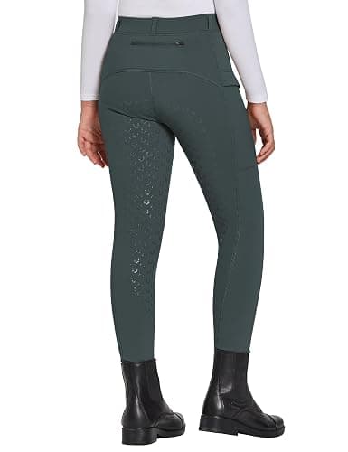 FitsT4 Sports Girls Winter Riding Pants Fleece Lined Riding Breeches Kids Full Seat Equestrian Pants Tights with Pockets thumbnail 2
