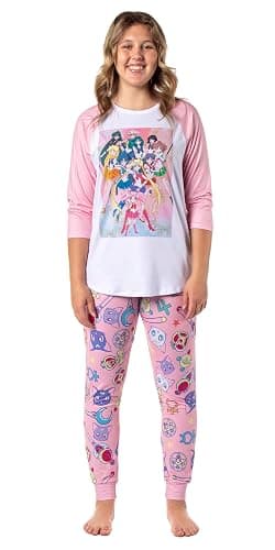 Bioworld Sailor Moon Pajamas Women's Character Poster Raglan Shirt And Jogger Pants Pajama Set - Image 1