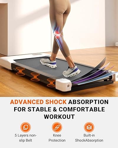 SupeRun Walking Pad, Under Desk Treadmill, 3 in 1 Portable Treadmill with Remote Control LED Display, 2.5 HP Quiet Walking Jogging Machine for Office Home Use, 250 Lbs Capacity - 05-White thumbnail 5
