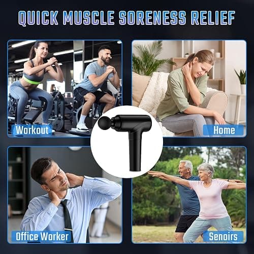 cotsoco Massage Gun Deep Tissue, Handheld Muscle Massager, Gifts for Men | Back Neck Massager, FSA Eligible HSA, Silent Percussion Massage Gun with Carrying Case, Gift for Parents, Gym Office Travel thumbnail 7