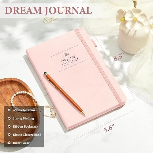 JUBTIC Dream Journal – Hardcover Dream Notebook, Guided Dream Diary to Record and Track Your Dreams, Interpretations and Thoughts before Sleeping. Ideal Gift for Women, Girls, Men(Pink) thumbnail 3