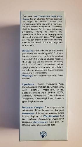 10% Tranexamic Acid Cream – 1 fl oz / 30ml – Skin Brightening Cream - Skin Moisturizer, Even Skin Tone with Coconut Oil & Vitamin E thumbnail 9
