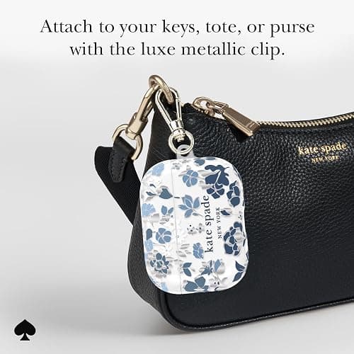kate spade new york AirPods Pro 3 Case - Flowerbed Blue | Stylish Case with Luxe Gold Ring Keychain for Bag, Tote, Backpack, and More - Protective & Lightweight Case for AirPods Pro 3 thumbnail 4