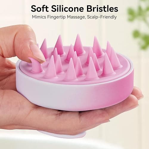 HEETA Scalp Massager Hair Growth, Soft Silicone Scalp Scrubber Shampoo Brush for Exfoliation, Dandruff Removal Head Massage Stress Relax, Wet & Dry Use for Thick Thin Curly Hair Care, Gradient Purple thumbnail 4