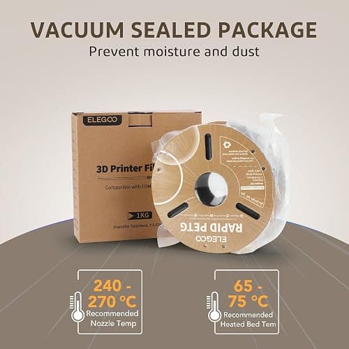 ELEGOO Rapid PETG 3D Printer Filament Bundle 1.75mm Beige/Brown 2KG | Up to 600mm/s High Speed, Enhanced Toughness, Neatly Wound, Reduced Stringing, +/-0.02mm Accuracy, 1kg Spool 3D Filament thumbnail 6