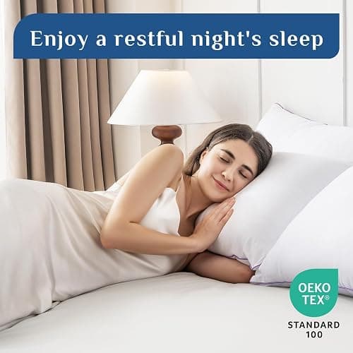 JOLLYVOGUE Firm Pillows Queen Size Set of 2, Supportive Bed Pillows with Oeko-Tex Certified Down Alternative Fill, Fluffy Hotel Quality for Back, Stomach and Side Sleepers thumbnail 6