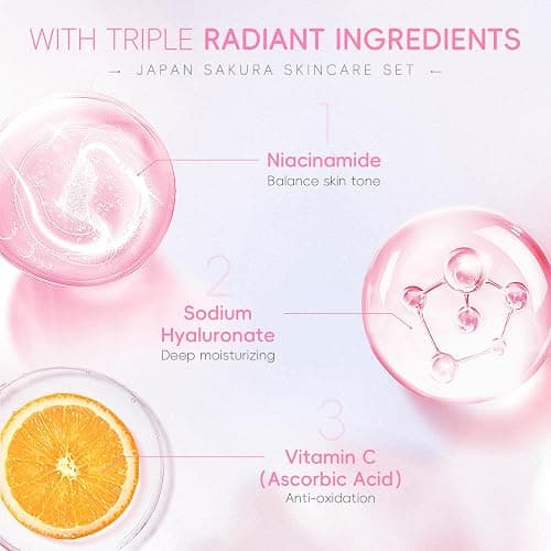 LAIKOU Skin Care Set JAPAN SAKURA Women Beauty Gift Sets Skin Care Kit 6pcs | Cleanser, Toner, Lotion, Serum, Eye Cream, Face Cream Travel Kit for Women Teen Girls Mom Daughter TSA-friendly Sizes thumbnail 7