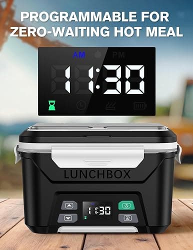 EAST OAK Cordless Electric Lunch Box for Adults, Heated Lunch Box Battery Powered with Automatic Heating, 5.5 Cups Portable Food Warmer with Removable Tray Divider thumbnail 3