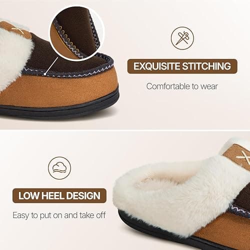 ATHMILE Slippers for Men Moccasins Memory Foam Fluffy Mens Slippers Slip on House Shoes Indoor Outdoor Plush Fleece Fuzzy Lined Home Non-Slip Rubber Sole Bedroom thumbnail 2