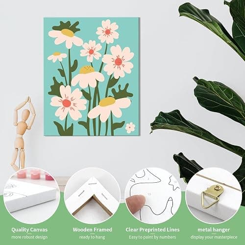 goldentime Framed Paint by Numbers for Adults and Kids Ages 8-12 - Easy to Paint by Number for Beginners, Flower Canvas Painting Kits Perfect for Gift Home Wall Decor 8 * 10inch thumbnail 3