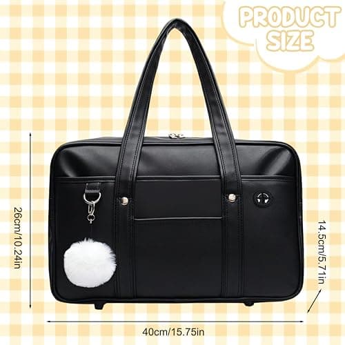 Japanese School Bag, Large Capacity PU Leather Japanese Bag with Multi-pocket, School Handbag with Headphone Cable Hole, Zipper Shoulder for Student Uniform Laptop. thumbnail 6