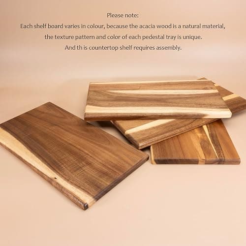 RiLiKar Acacia Wooden Desktop Organizer Shelf Kitchen Cabinet and Counter Riser Display Shelf for Top of Desk Home Office Bathroom Coffee Table Display Stand thumbnail 4