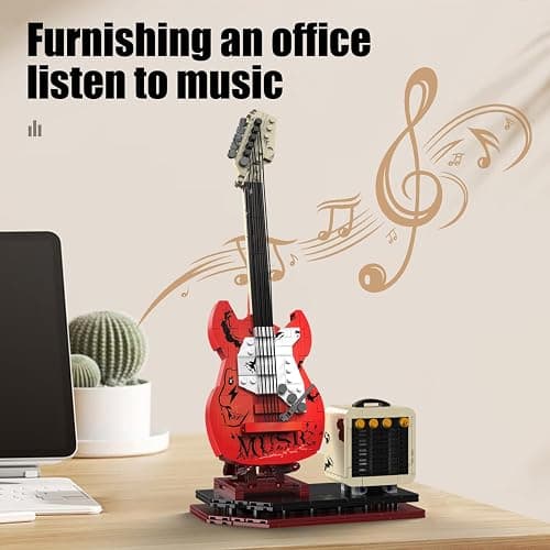 XYDongtong Guitar Music Interactive Building Set for Music Lovers, DIY Guitar Model Toy Compatible with Lego，Reverb Amplifier & Authentic Accessories, Perfect Way to Rock Gift Giving. thumbnail 7