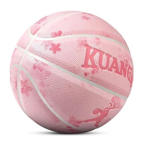 Kuangmi Pink Series Basketball, Premium Design Printed Street Performance Ball, Men's Official Size 7 29.5", ‎Women's Intermediate Size 6 28.5", for Indoor & Outdoor thumbnail 2