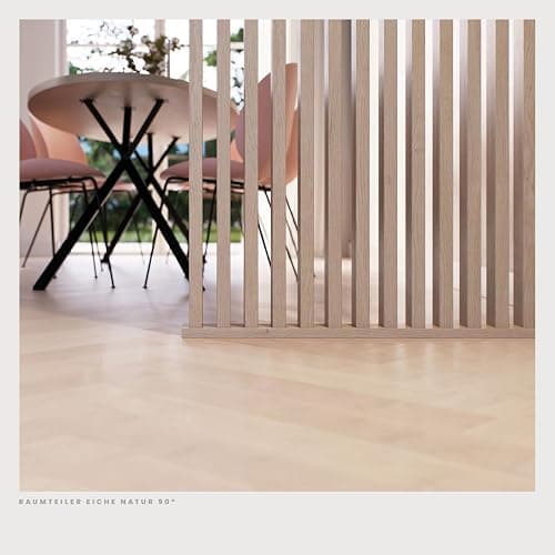 KGM Komplett-Set Raumteiler 90° - Eiche Natur - MDF foliert - 100 x 270 cm | Lamellenwand, Sichtschutz & Raumtrenner für Deko & Wohnbereich, inkl. 12 Lamellen, PEFC, kürzbar, langlebig & abwischbar thumbnail 7