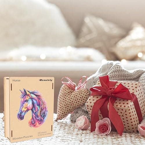 Reouinty Wooden Puzzles for Adults 500 Pieces, Cool Horse Wood Jigsaw Puzzles, Unique Shape Animal Adult Gifts, Irregular Wood Puzzles Gift for Family Game 15.8 x 18.3 in thumbnail 6
