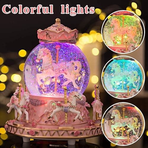 LOVE FOR YOU Gift Wrapped Music Box Carousel Horses Color Lights Unicorn Musical Snow Globe for Girls and Women Kids Sister Daughter Mom Granddaughter Grandma Christmas Birthday Presents Gifts thumbnail 5