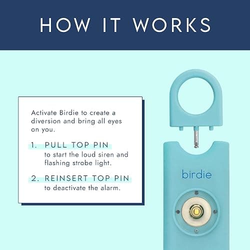She’s Birdie–The Original Personal Safety Alarm for Women by Women–Loud Siren, Strobe Light and Key Chain in a Variety of Colors (Aqua) - Aqua - 1 thumbnail 2