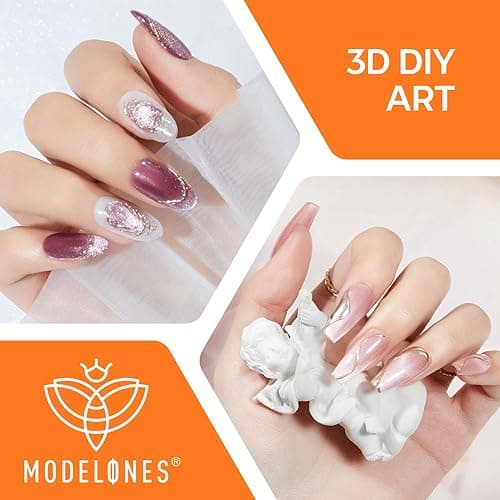 Modelones 3D Nail Gel Art, Sculpting Gel Glue for Molding, Drawing, Nail Charms & Gems, Chrome Powder and Rhinestone Design No Wipe, U V Light Cured Salon & DIY Use thumbnail 6