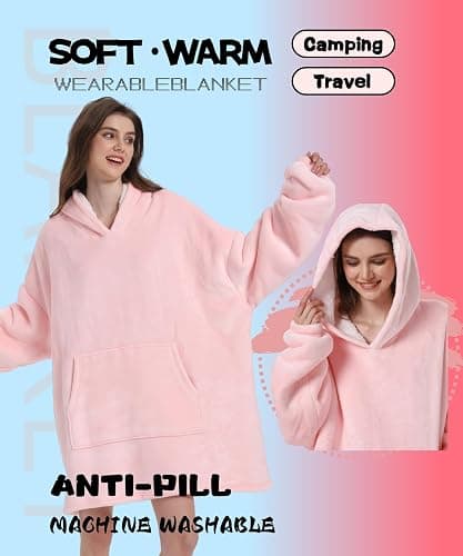 Solvienne Wearable Blanket Hoodie Men Women Oversized Flannel Sweatshirt thumbnail 2