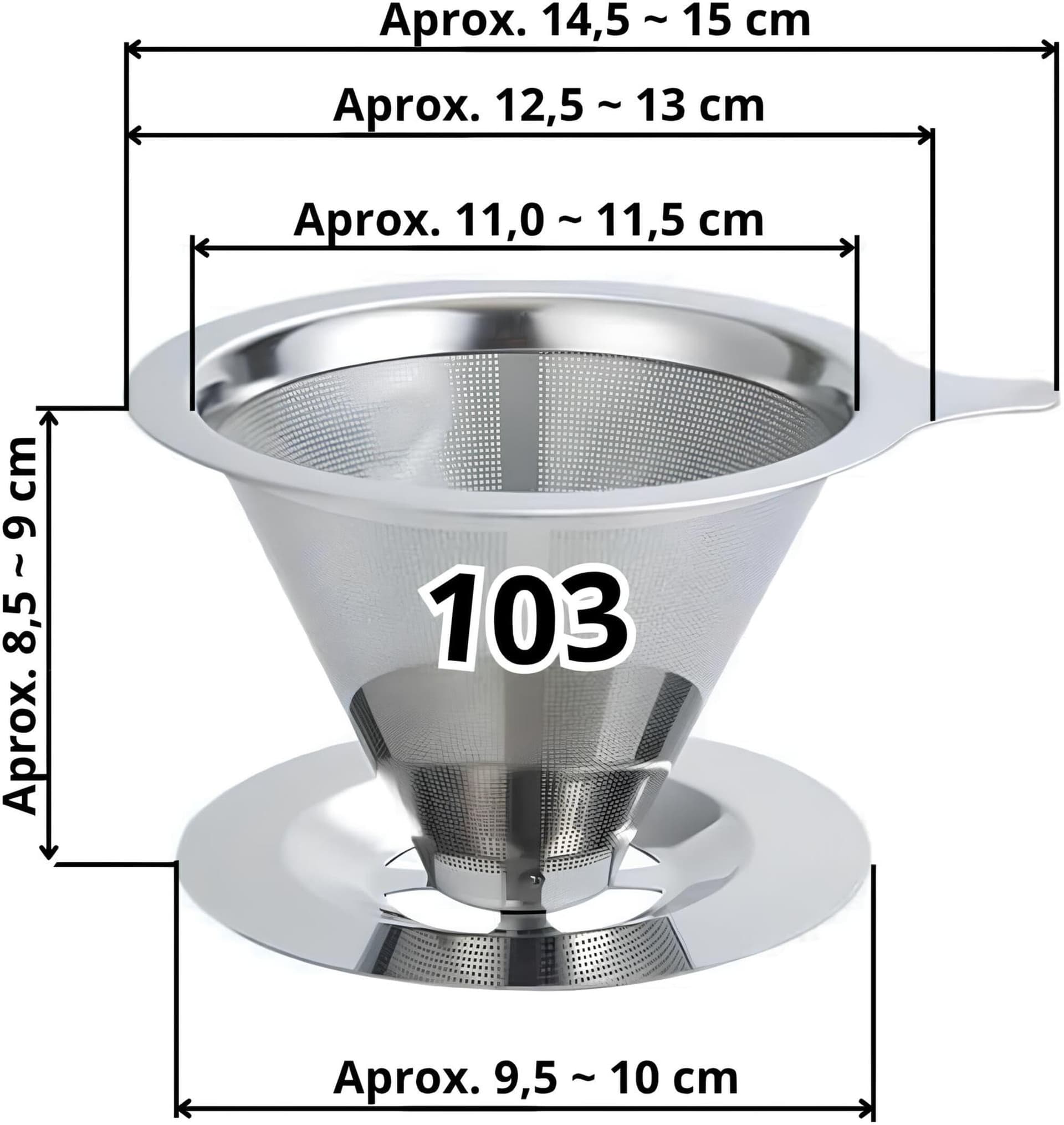 Coador de Café 103 Filtro Inox Reutilizável Premium – Peneira de Aço Durável e Sustentável, Sem Uso de Papel, Econômico e Ecológico, Fácil de Usar e Limpar, Preserva o Sabor Natural do Café thumbnail 4