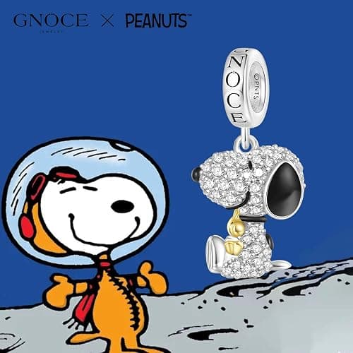 GNOCE Peanuts Snoopy Hugging Woodstock Diamond Pendant Dangle Charm for Women, S925 Sterling Silver Dangle Charms for Women Wife, Valentine‘s Day, Mother’s Day Jewelry thumbnail 5