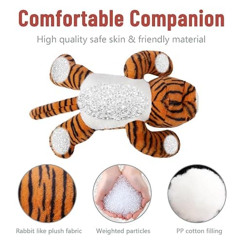 Niuniu Daddy 20" | 3.3 Pound Tiger Weighted Stuffed Animals for Adults, Stuffed Tiger Plush Toy for Toddler Teens Kids, Large Fluffy Plushy Pillow with Soft Fur for Present Christmas Birthday thumbnail 8