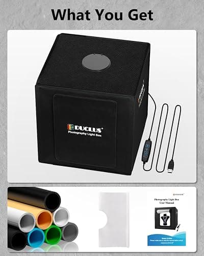 DUCLUS Light Box Photography, 16x16 inch Portable Photo Studio Box with 160 LED Dimmable Lights, 6 PVC & 2 Paper Backdrops for Product Photography. - 16*16 inch thumbnail 7