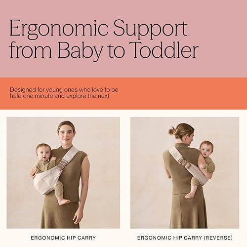 Ergobaby Upsie Sling Baby Carrier for Babies and Toddlers 6-48 Months (17-45 lbs) - 2-Position Ergonomic Baby Carrier with Front Storage Pocket, Hip-Healthy Positioning - Natural Beige thumbnail 5