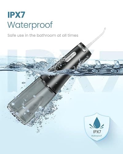 Onlyone Water Dental Flosser Pick for Teeth, 300ML Portable Oral Irrigator, Rechargeable Travel Irrigation Cleaner, Professional Electric Flossing Machine Power Flossers & Irrigator Accessories - Black thumbnail 7