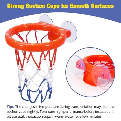 KSABVAIA Bath Toys - Bathtub Basketball Hoop for Kids Toddlers,Bath Toys Shower Toys for Kids Ages 4-8,Suction Cup Basketball Hoop & 4 Soft Balls Set for Boys Girls thumbnail 2