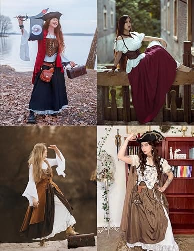 Scarlet Darkness Maxi Long Skirt for Women Double Layered Renaissance Skirts thumbnail 7