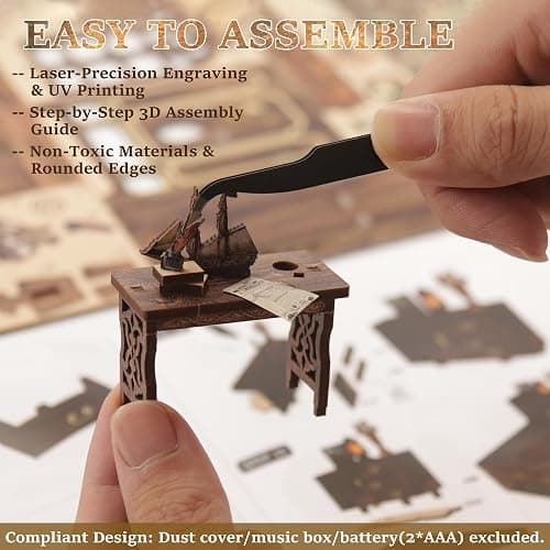 CRIOLPO Book Nook Kits for Adults - Book Nook Kit Bookshelf Decor DIY Miniature House Kit for Bookshelf - Craft Kits for Adults Booknook Model Kits Tiny House Arts and Crafts thumbnail 6