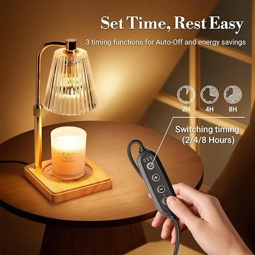 Marycele Candle Warmer Lamp with Timer Dimmer, Christmas Birthday Gifts for Mom Women Sister Her, House Warming Gifts, Thanksgiving Decorations for Office Room Home Decor, Clear Adjustable Wax Warmer thumbnail 5